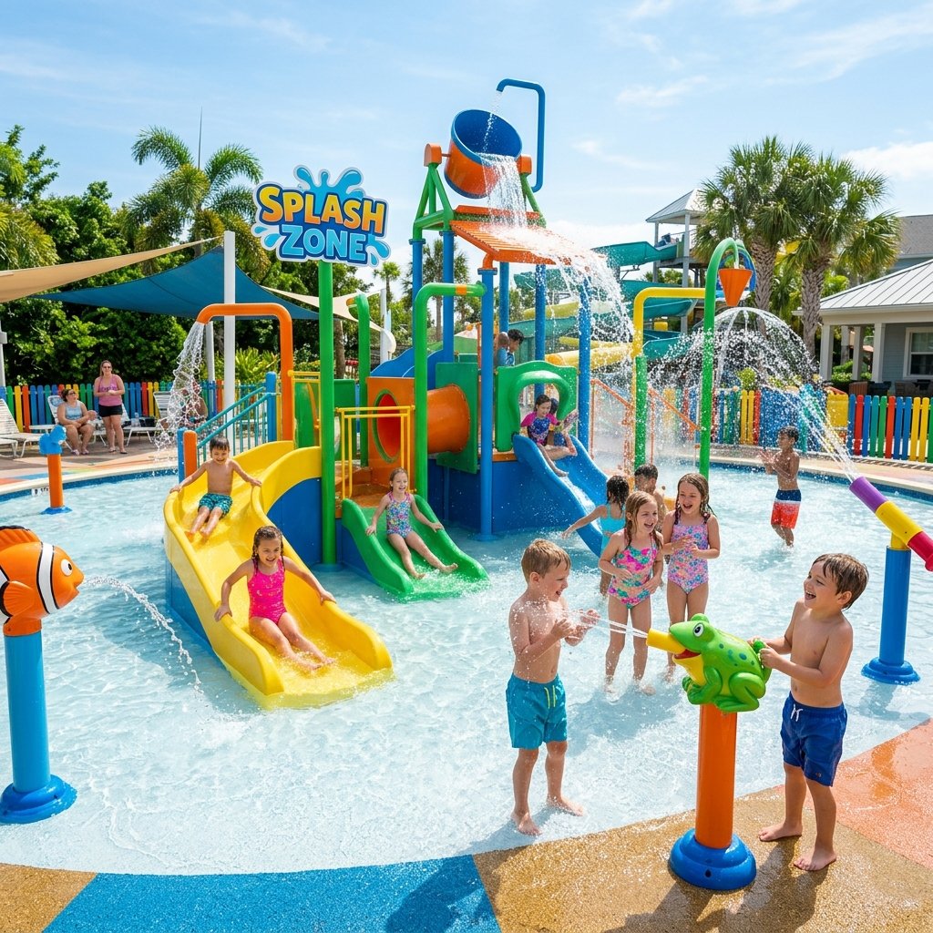 Kids splash pad area